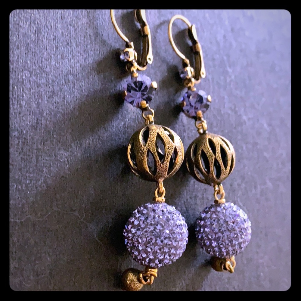 Sancesario purple/gold chandelier drop earrings